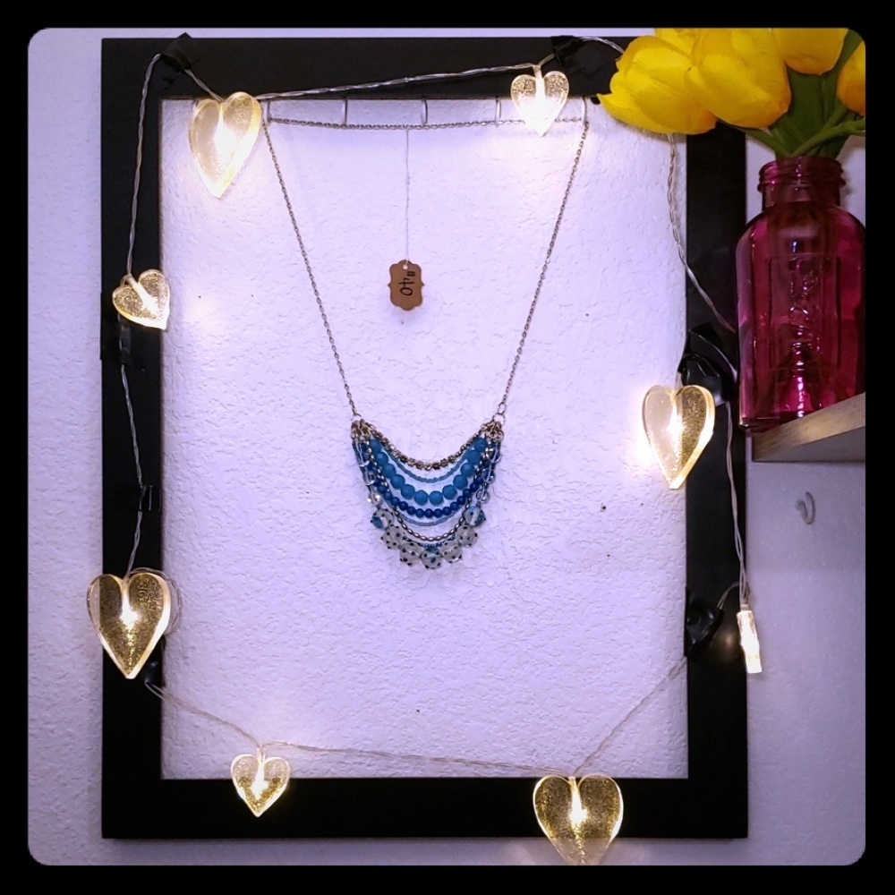 Blue, sky blue, Robin's egg, silver, necklace boho